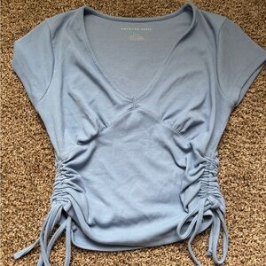 American Eagle Outfitters Women's Blue Ruched Top